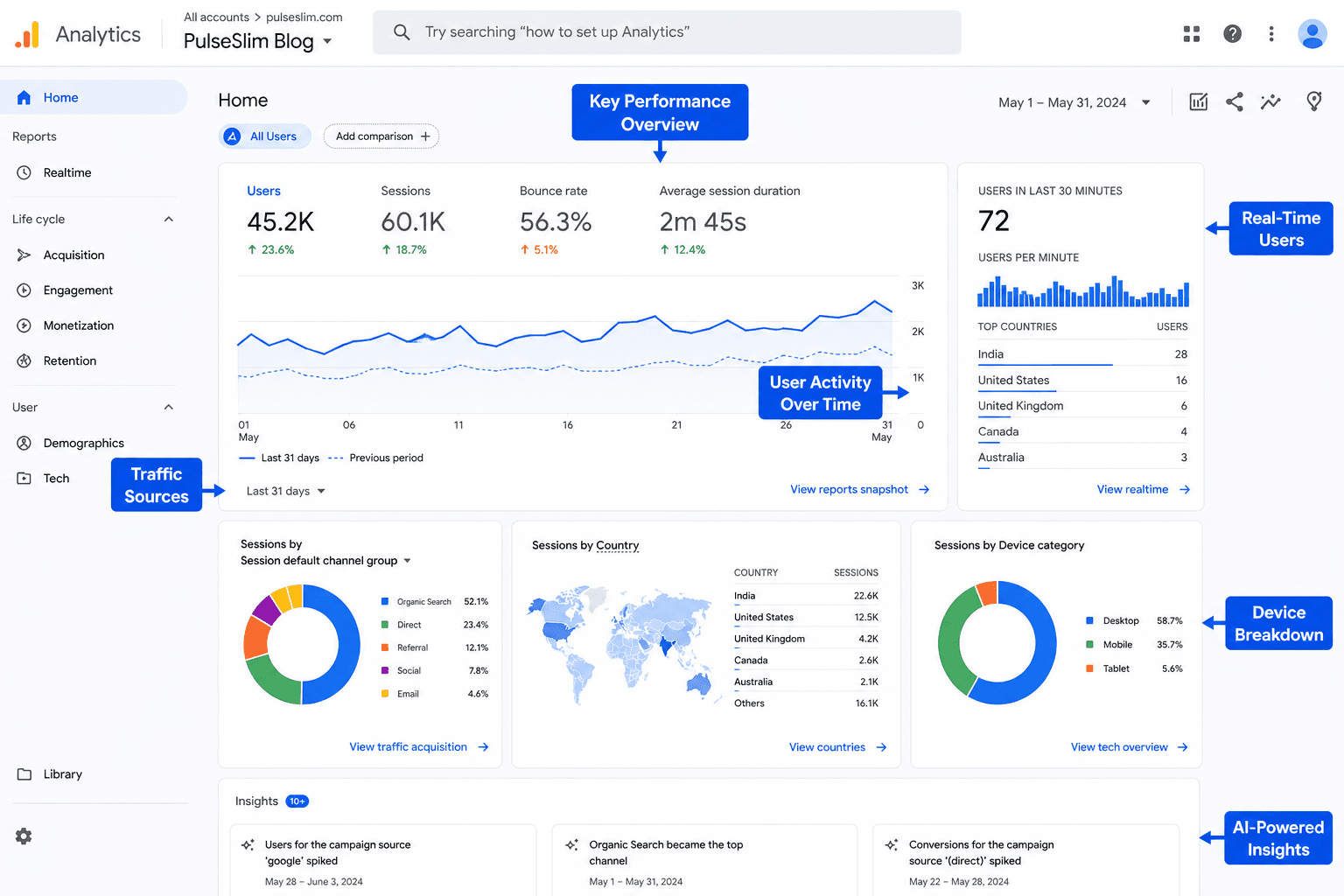 Google Analytics charts for my website